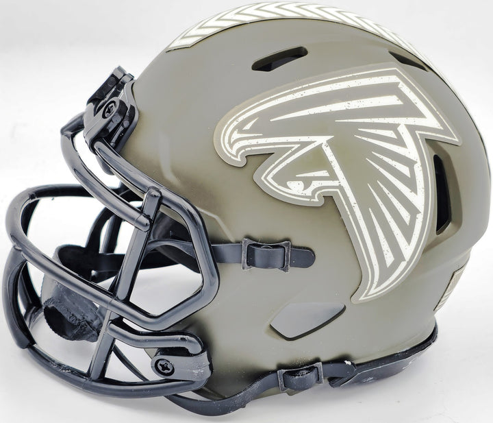 Kyle Pitts Auto Falcons Army Green Salute to Service Speed Mini Helmet Beckett