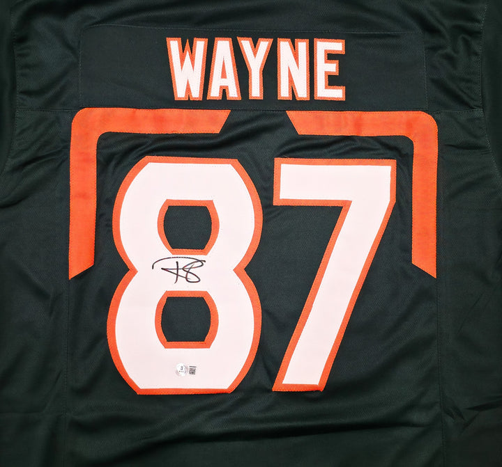 Miami Hurricanes Reggie Wayne Signed Green Jersey Beckett BAS Witness