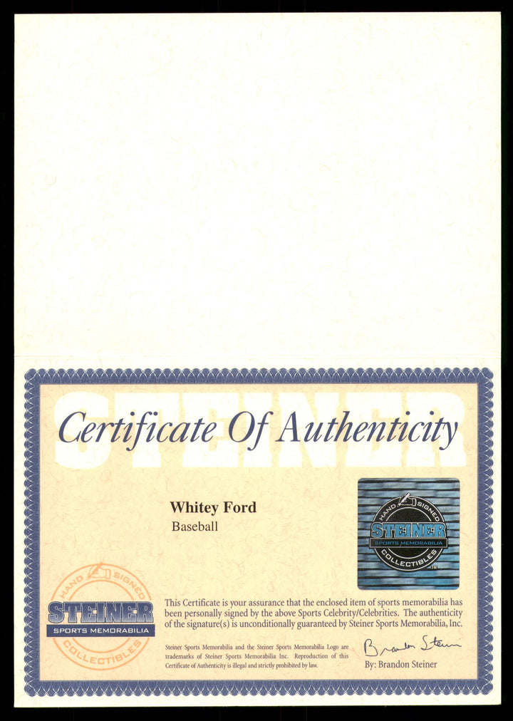 Whitey Ford Signed Official 2001 WS Logo MLB Baseball Yankees MLB & Steiner Holo