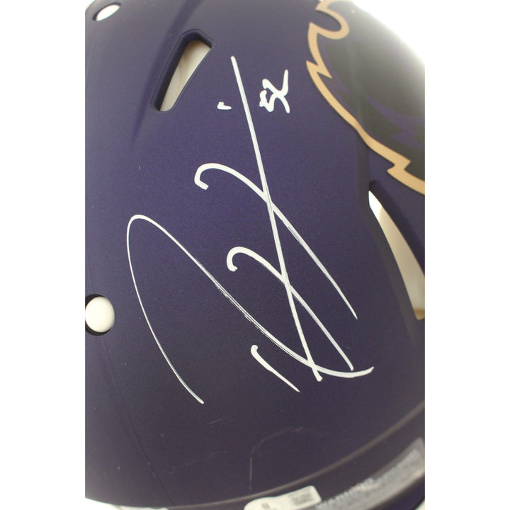 Ray Lewis Autographed Baltimore Ravens Pro 24 Alt Helmet Beckett Witness 56163