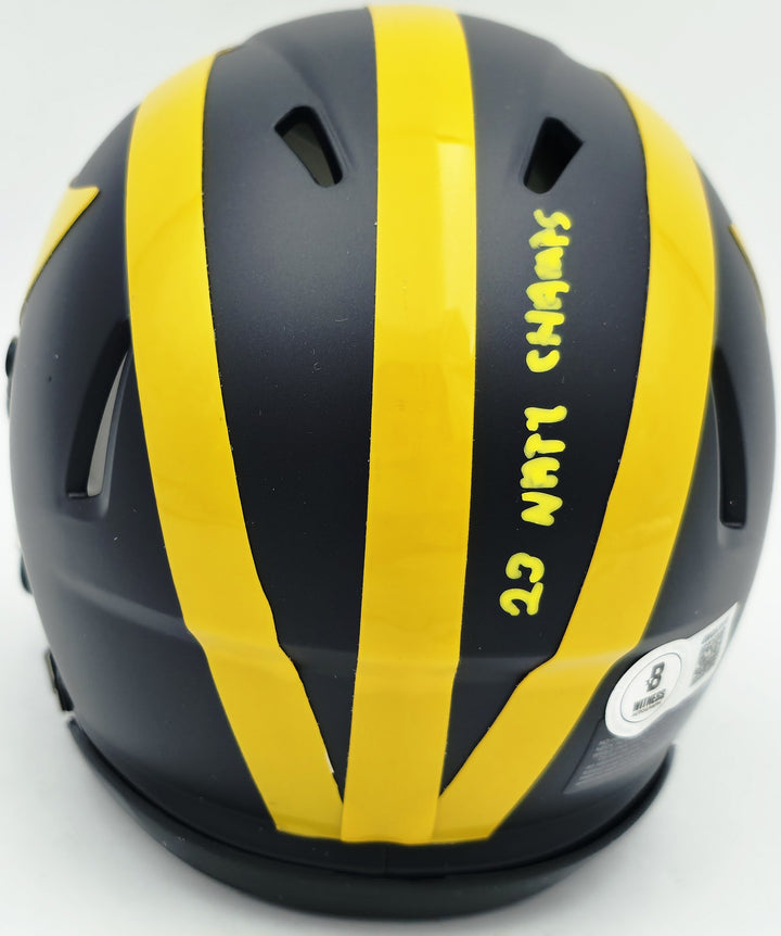 Mike Sainristil Auto Michigan Wolverines Blue Speed Mini Helmet 23 Natl Champs
