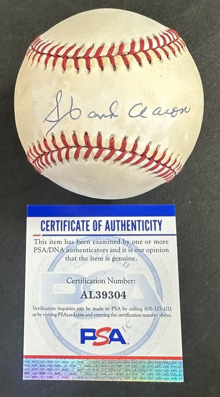Hank Aaron Signed Official NL Baseball Atlanta Braves Autograph PSA COA HOF
