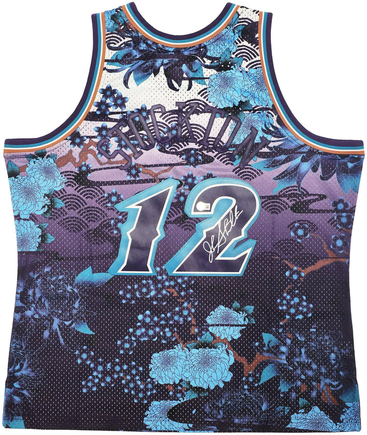 Jazz John Stockton Auto Purple Mitchell Ness 96 Swingman Asian Heritage Jersey