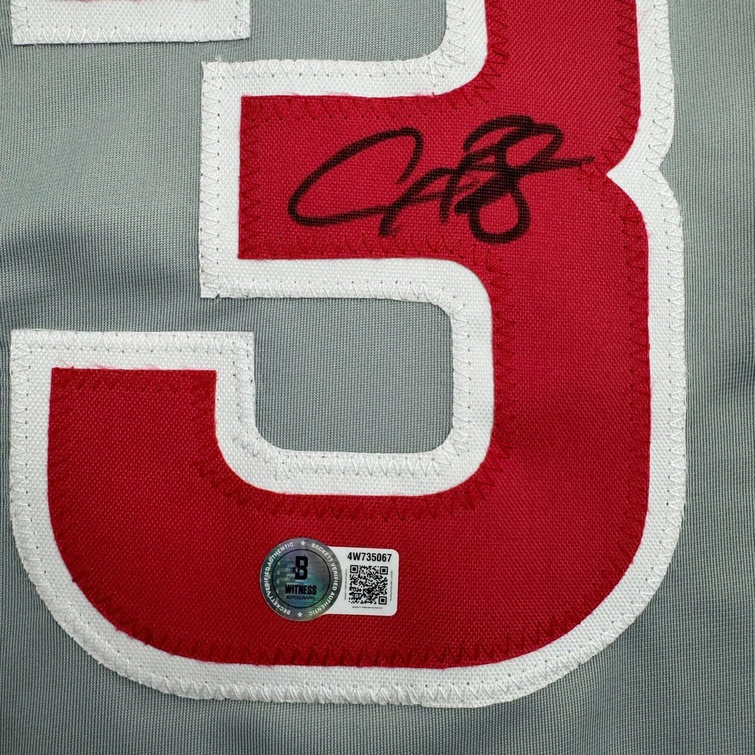 Framed Autographed/Signed Alex Bregman 35x39 Chicago Grey Jersey BAS COA