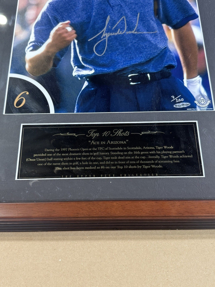 Tiger Woods Signed 12x16 Framed Golf Photo Ace In Arizona Mint Auto 7/10 UDA COA