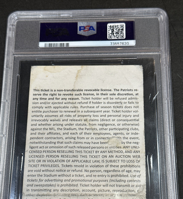 Patriots AFC Championship Ticket Deflate Game Tom Brady Reggie Wayne Auto Psa 10