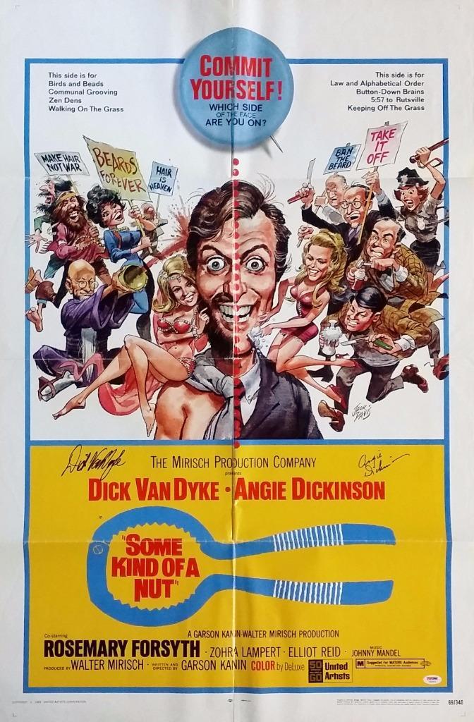 Dick Van Dyke Angie Dickinson signed Some Kind of Nut 27x41 Movie Poster PSA COA