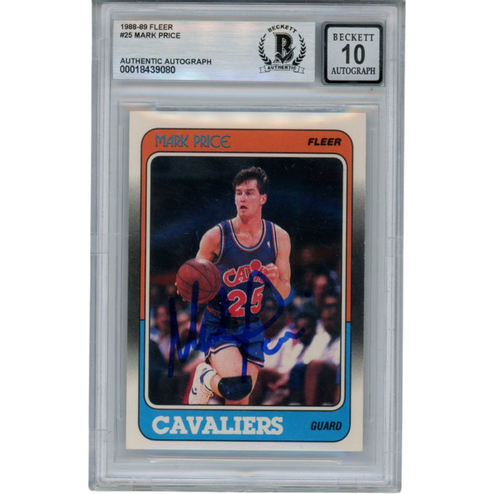 Mark Price Autographed 1988 Fleer #25 Rookie Trading Card 10 Slab Beckett 51911