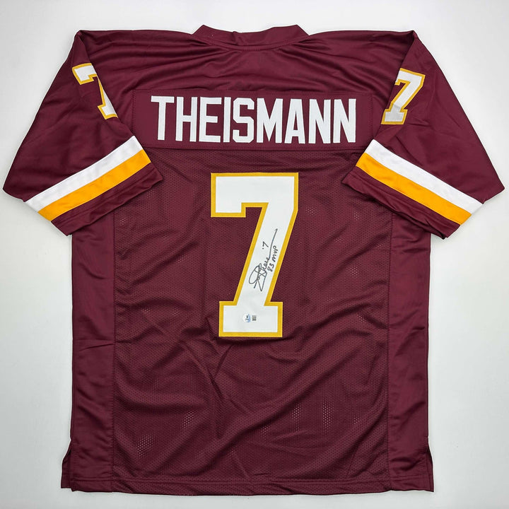 Autographed/Signed JOE THEISMANN 83 MVP Washington Burgundy Jersey JSA COA Auto