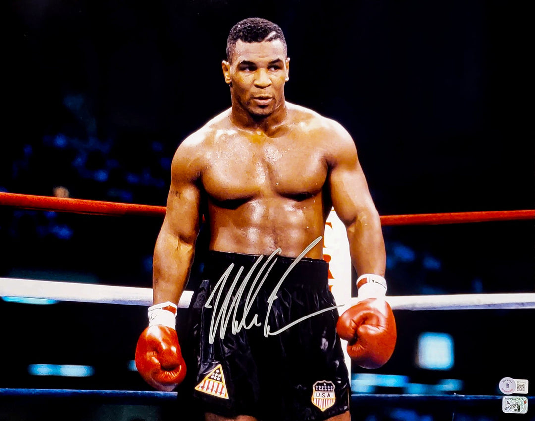 Mike Tyson Signed Framed 16x20 Photo Posing Beckett BAS QR