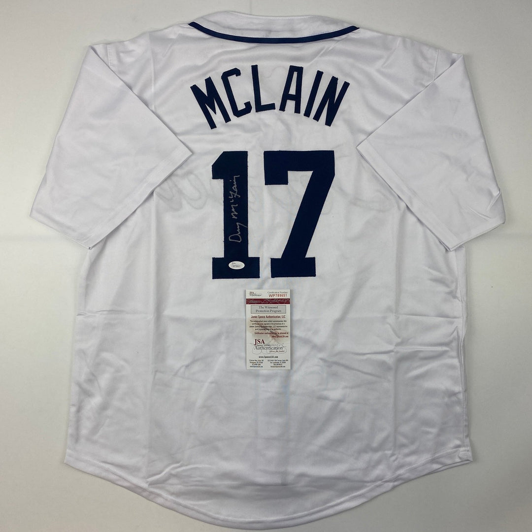Autographed/Signed DENNY MCLAIN 31-6 1968 Detroit White Jersey JSA COA