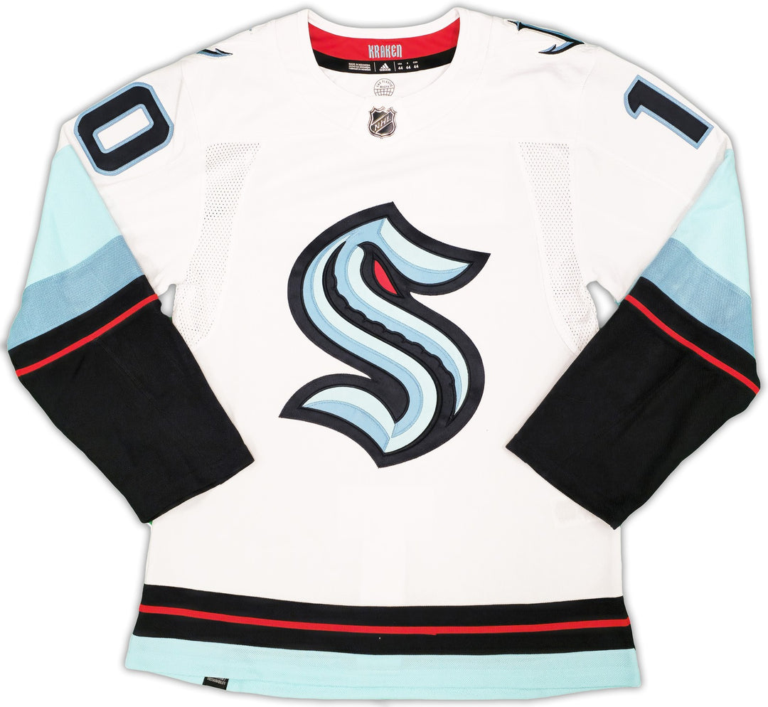 Seattle Kraken Matty Beniers Auto White Adidas Authentic Jersey Size 44 Fanatics