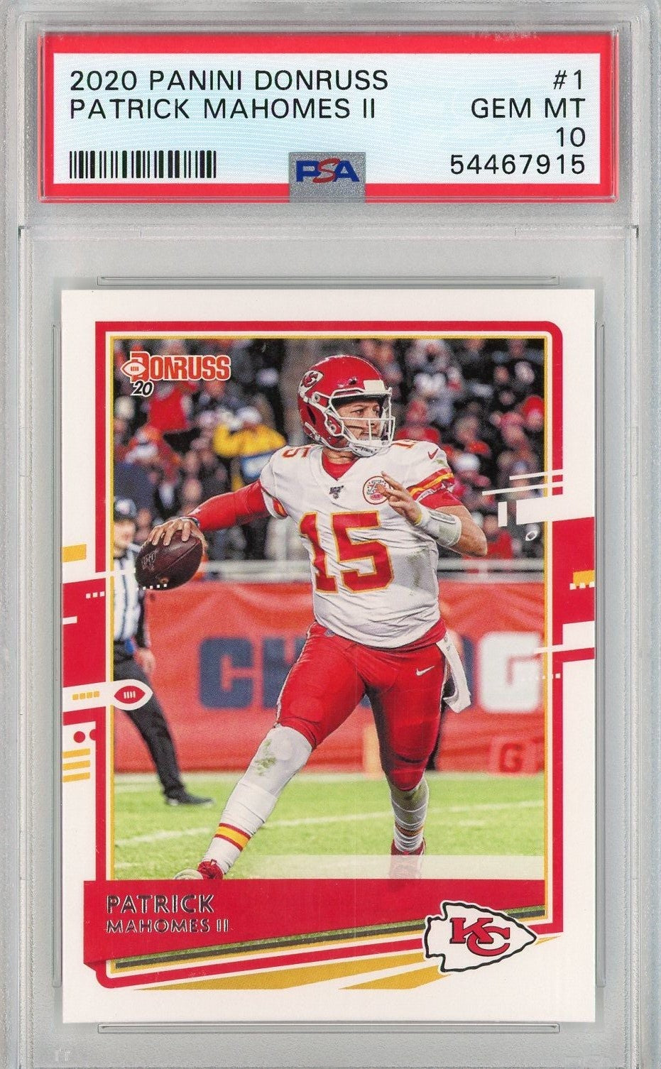 Graded 2020 Panini Donruss Patrick Mahomes II #1 Football Card PSA 10 Mint