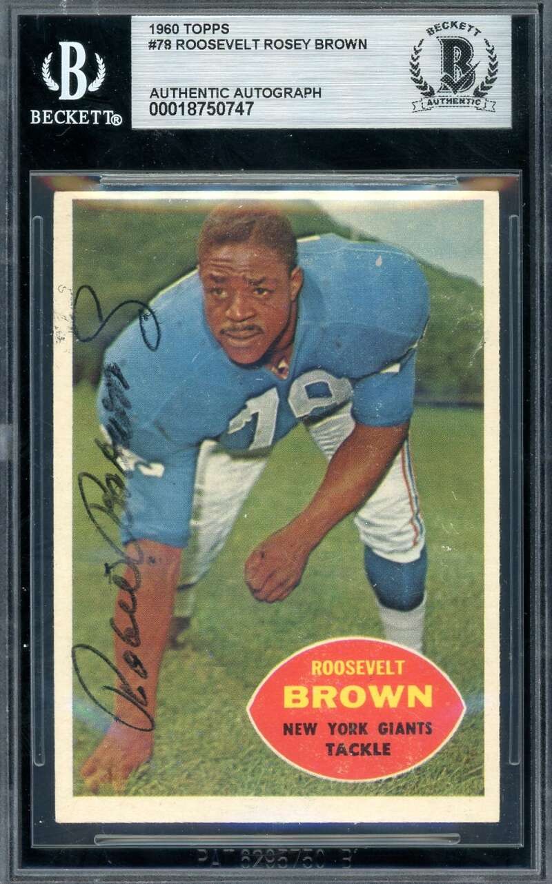 Roosevelt Rosey Brown Beckett BAS Vintage Signed 1960 Topps Autograph Giants
