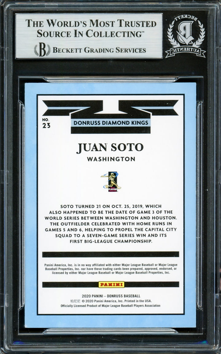 Juan Soto Signed 2020 Donruss Diamond Kings Card 23 New York Mets Beckett