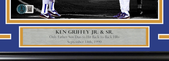 Ken Griffey Jr. & Sr. Signed Framed 8x10 Photo Mariners Beckett BAS Witness