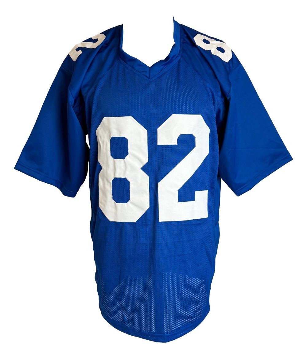 Mario Manningham New York Signed Blue Football Jersey JSA Hologram