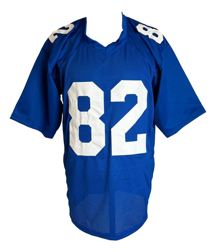 Mario Manningham New York Signed Blue Football Jersey JSA Hologram