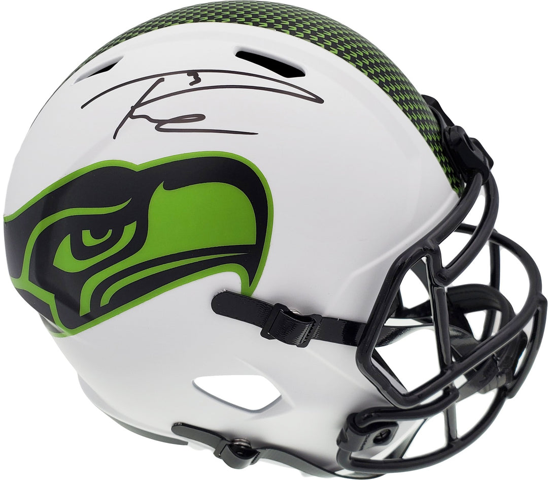 Russell Wilson Auto Seahawks White Lunar Eclipse Full Size Speed Replica Helmet