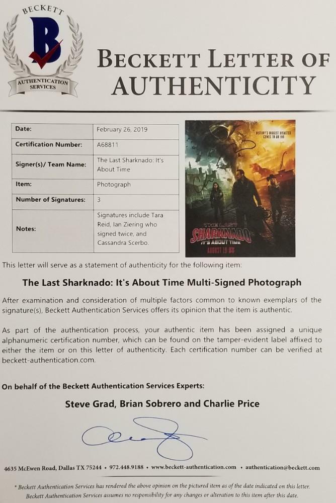 THE LAST SHARKNADO Cast (3) Signed 11x14 Photo Reid Ziering  C~ Beckett BAS COA