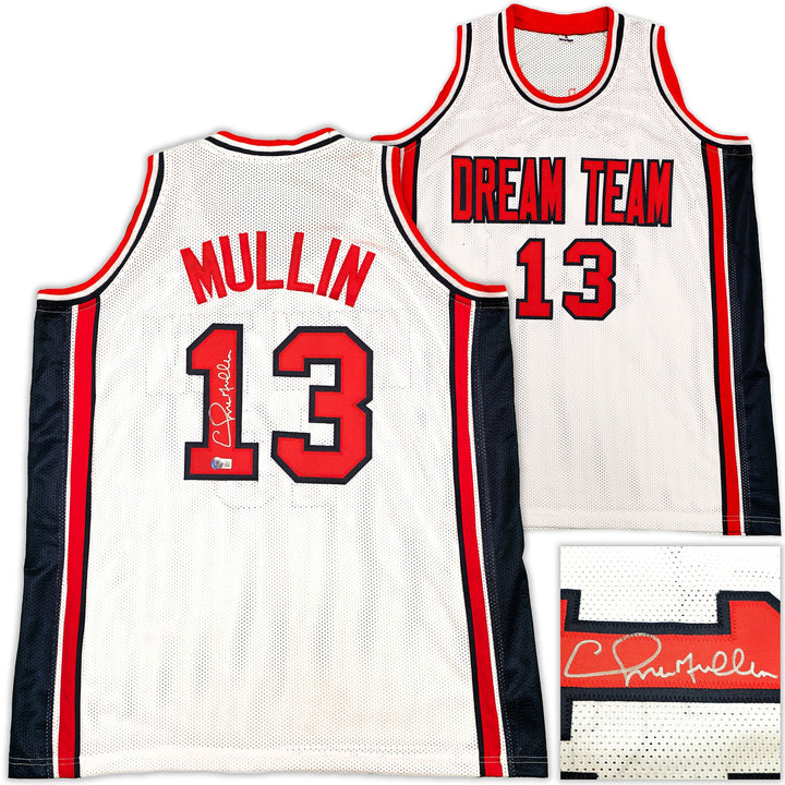 Team USA Chris Mullin Autographed Signed White Jersey Beckett BAS Witness