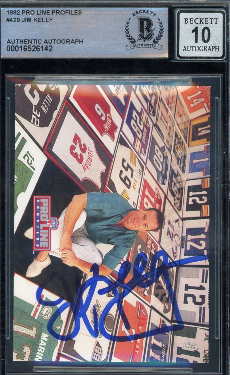 Jim Kelly Gem Mint 10 Beckett BAS Signed 1992 Pro Line Profiles Autograph