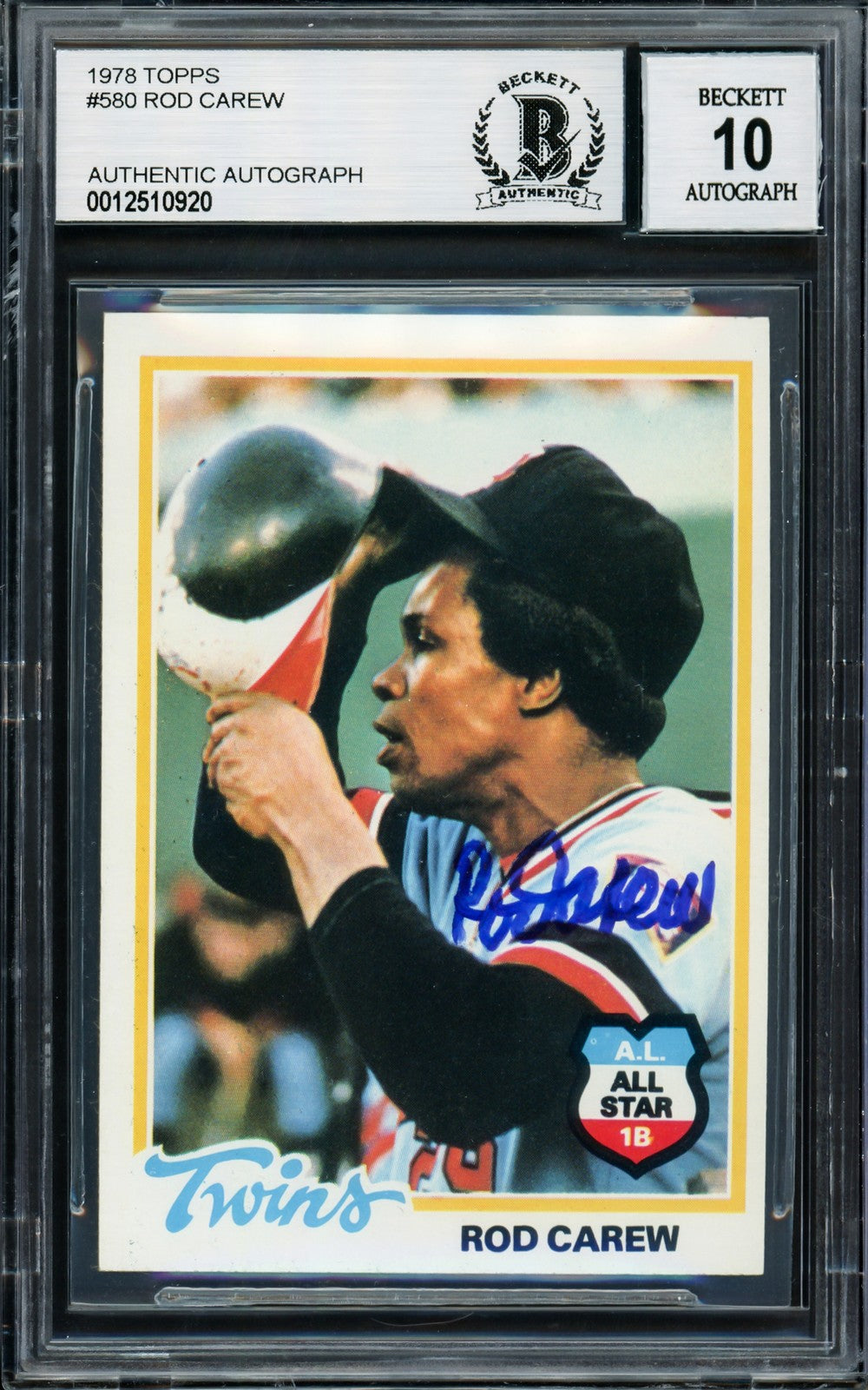 Rod Carew Signed 1978 Topps Card 580 Minnesota Twins Auto GM 10 Beckett