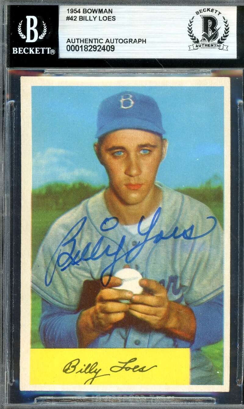 Billy Loes Beckett BAS Signed 1954 Bowman Autograph Dodgers