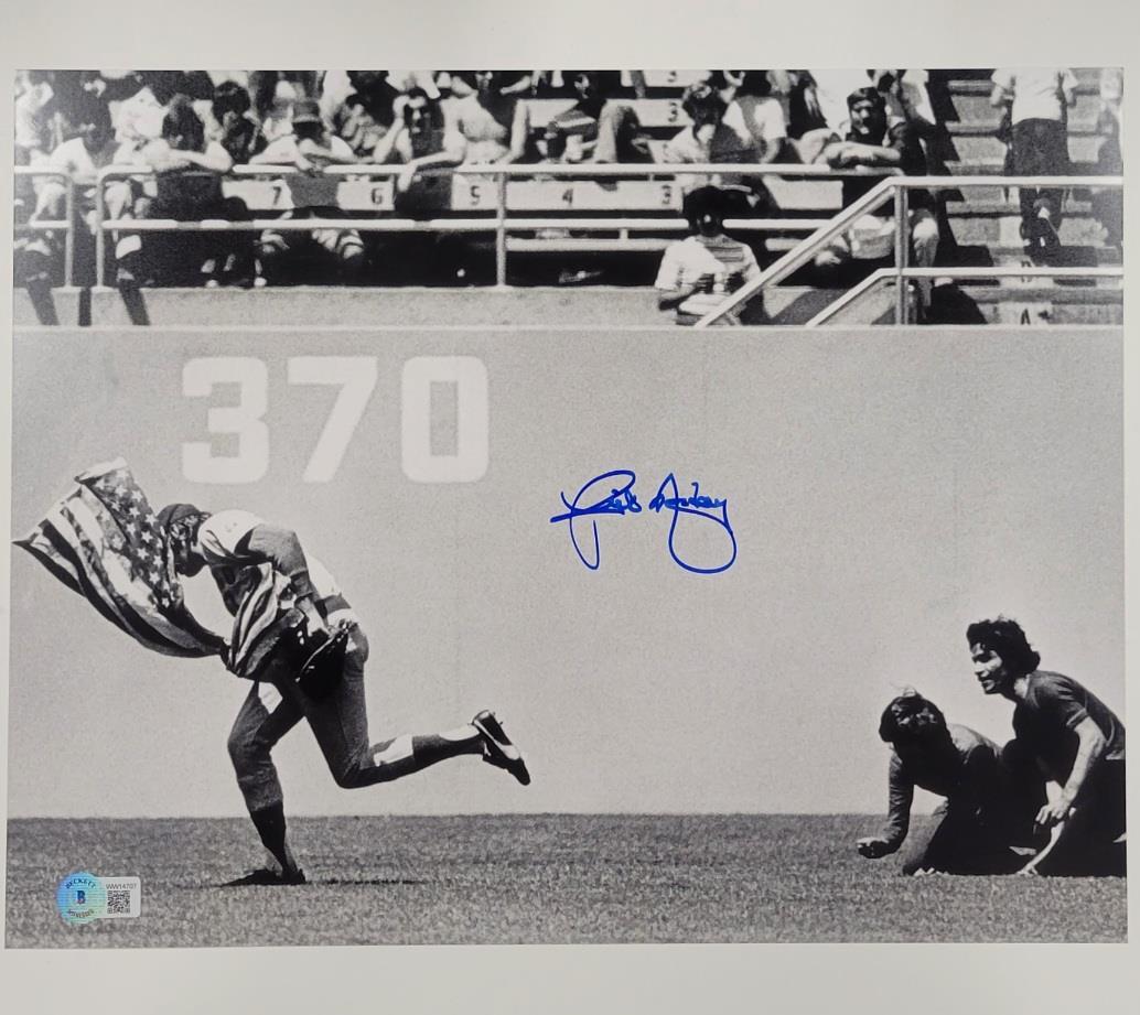 Rick Monday autograph signed 11x14 Photo Saves American Flag ~ Beckett BAS WIT