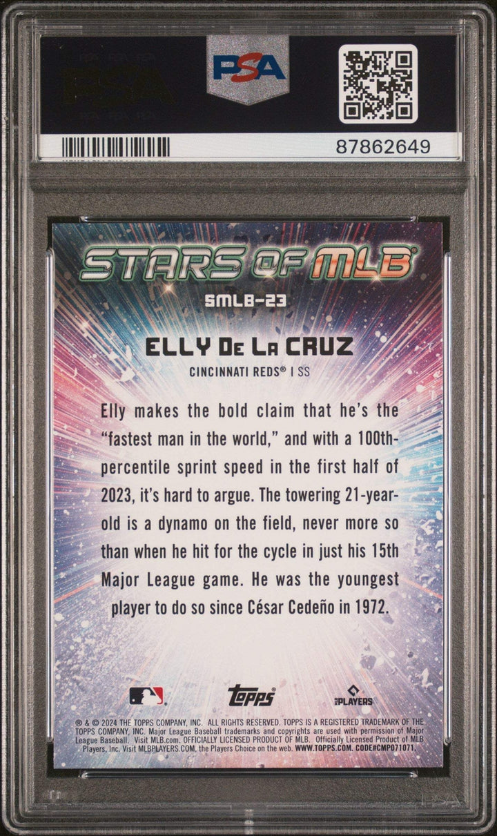 Graded 2024 Topps Elly De La Cruz #SMLB23 Stars of MLB RC Baseball Card PSA 10