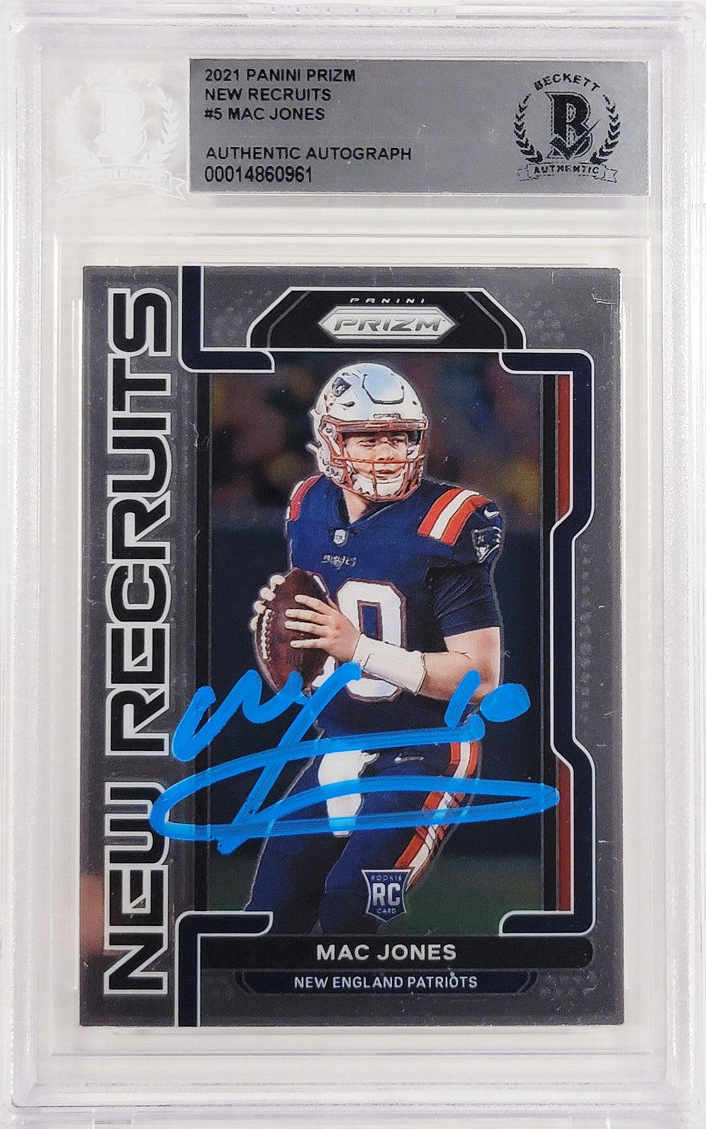 Mac Jones Auto 2021 Panini Prizm New Recruits RC NR-5 Patriots Beckett #14860961