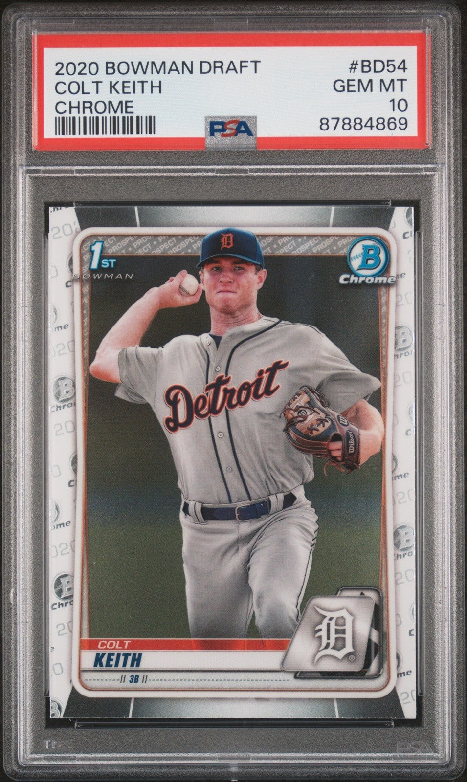 Graded 2020 Topps Bowman Draft Colt Keith #BD54 Chrome RC Card PSA 10