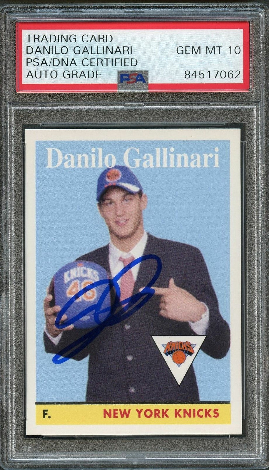 2008 Topps Basketball #201 Danilo Gallinari Signed Card AUTO 10 PSA Slabbed RC K