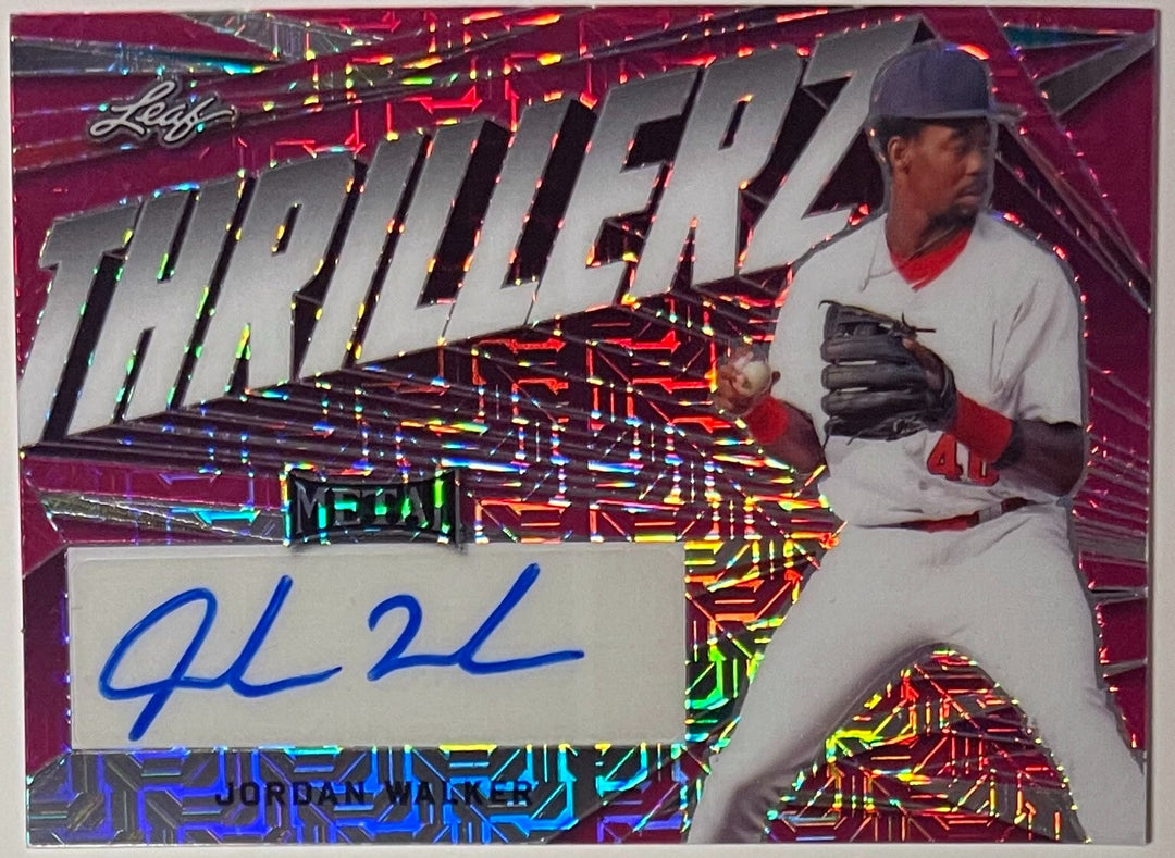 Jordan Walker 2022 Leaf Metal Thrillerz Pink Crystal RC Auto Card #TH-JW1- 1/4