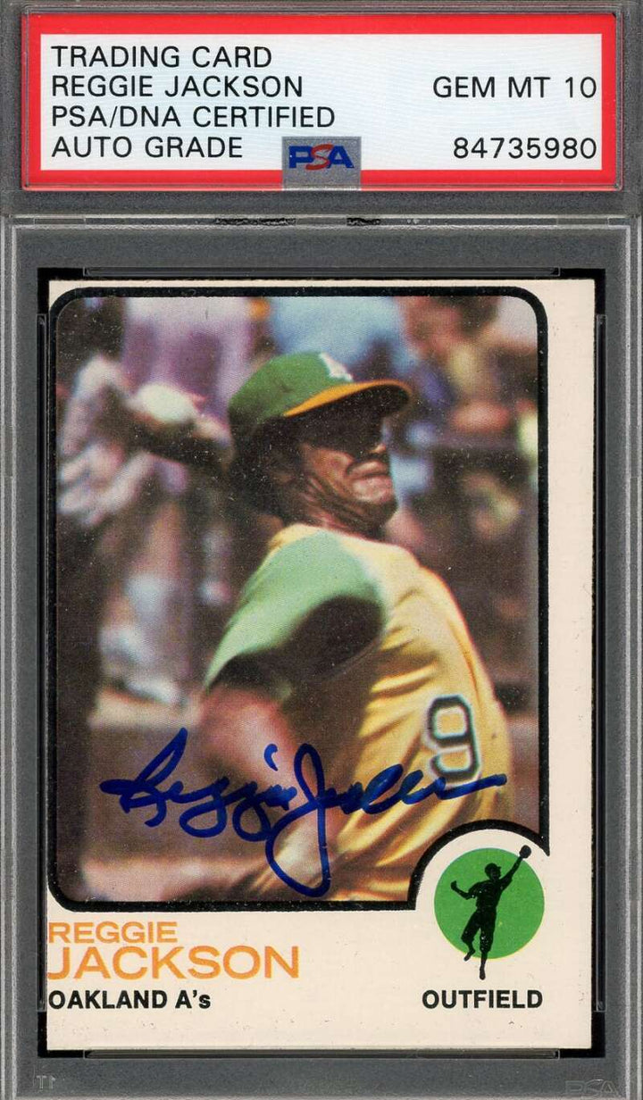 Reggie Jackson Gem Mint 10 PSA DNA Signed 1973 Topps Autograph