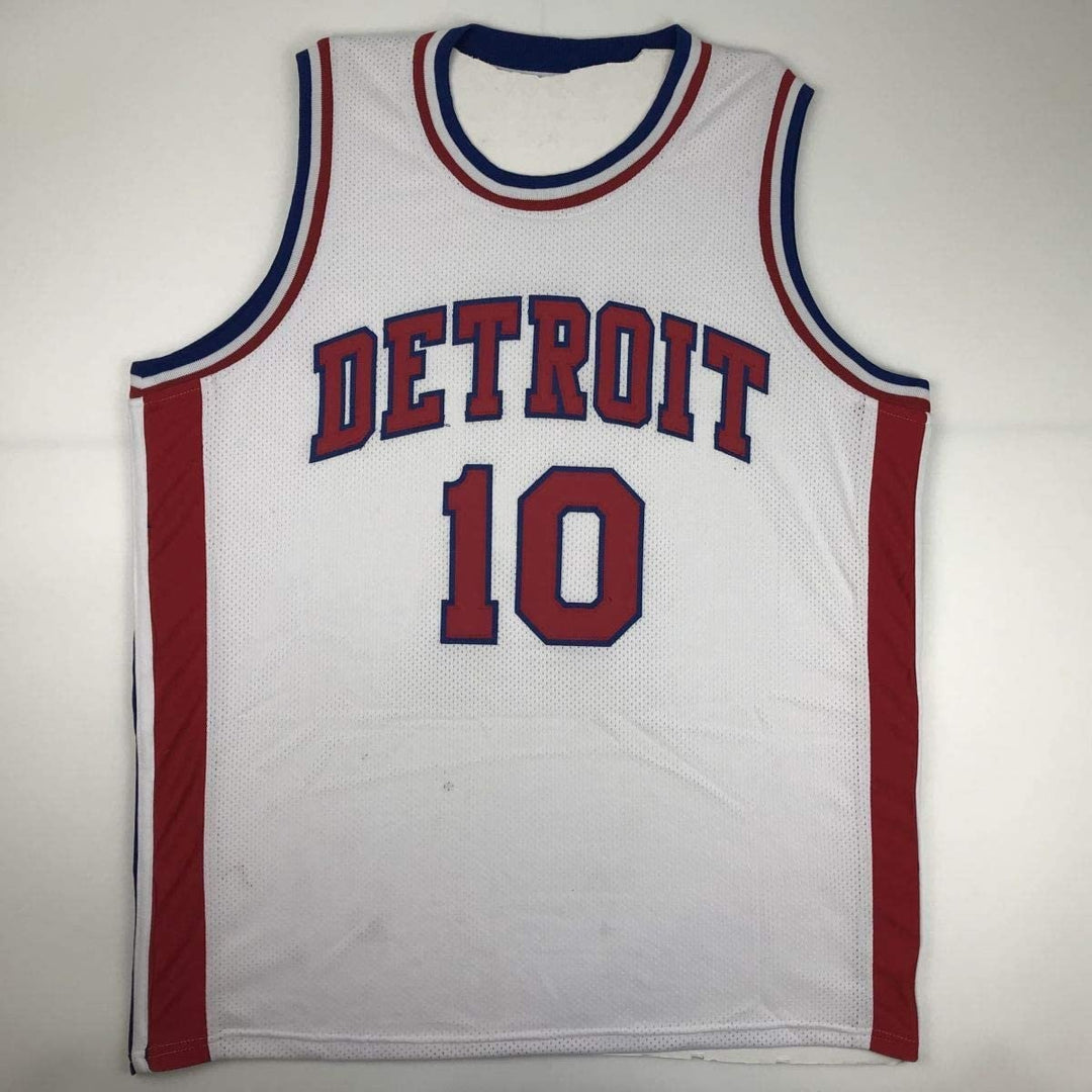 Autographed/Signed DENNIS RODMAN Detroit White Jersey JSA COA Auto