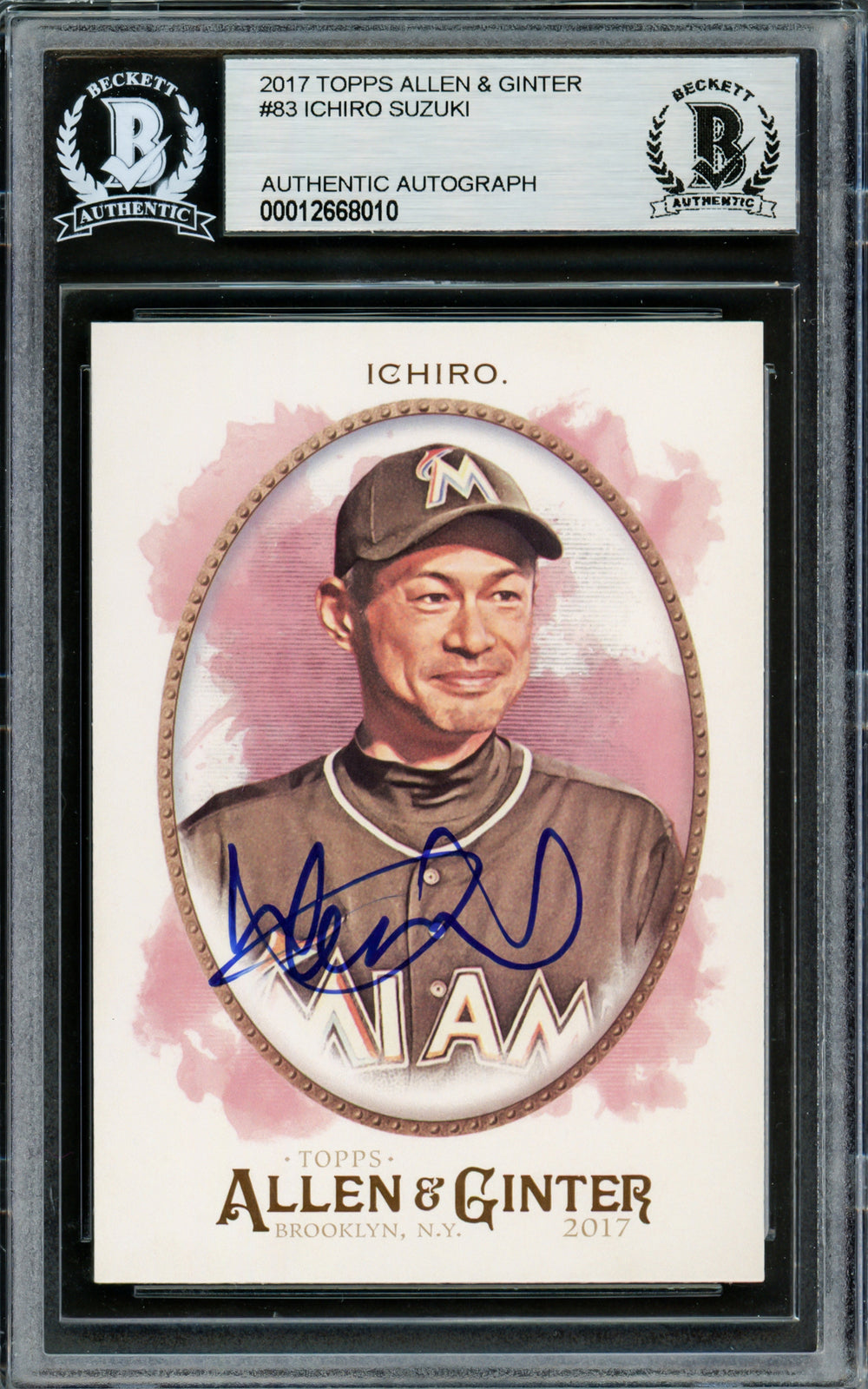 Ichiro Suzuki Signed 2017 Topps Allen & Ginter Card 83 Seattle Mariners Beckett