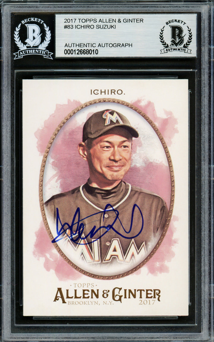 Ichiro Suzuki Signed 2017 Topps Allen & Ginter Card 83 Seattle Mariners Beckett