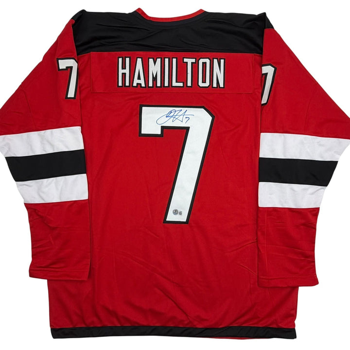 Autographed/Signed Dougie Hamilton New Jersey NJ Red Jersey Beckett BAS COA