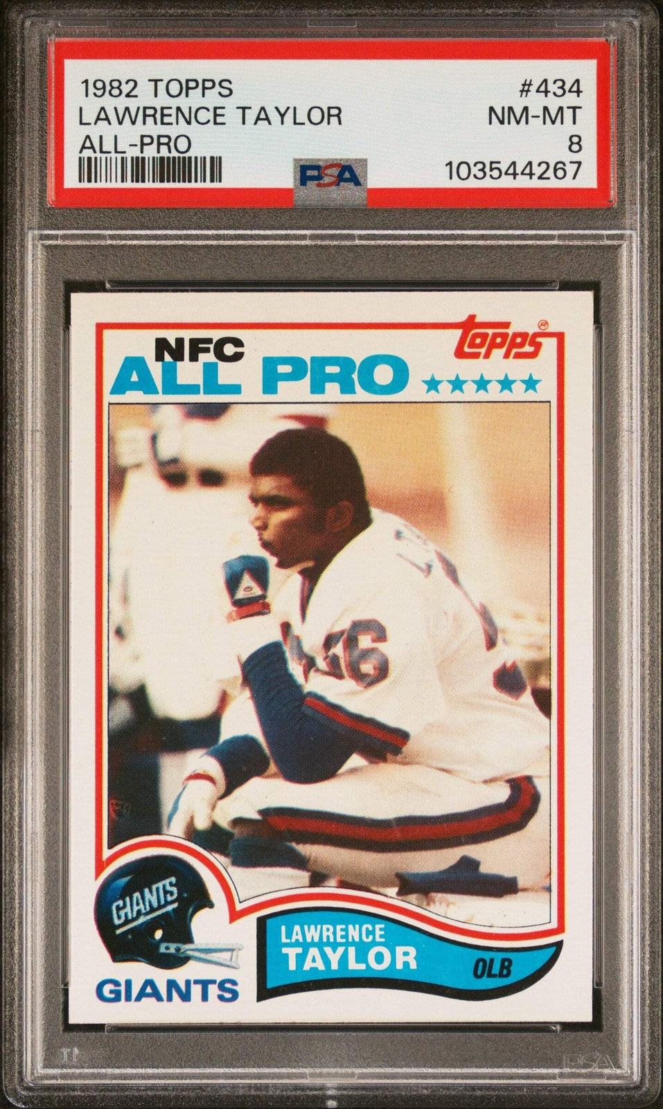 Graded 1982 Topps Lawrence Taylor #434 Rookie RC Football Card PSA 8 Near Mint