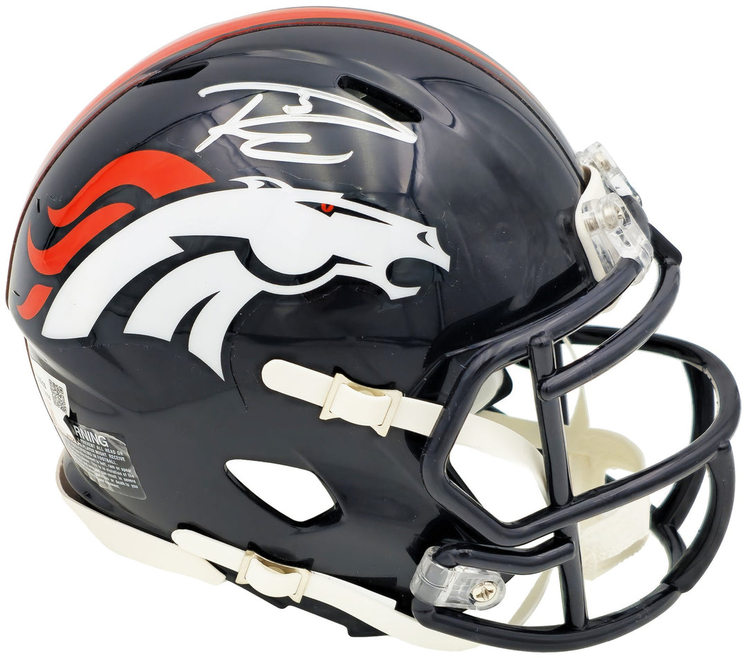 Russell Wilson Signed Denver Broncos Blue Speed Mini Helmet Fanatics Holo