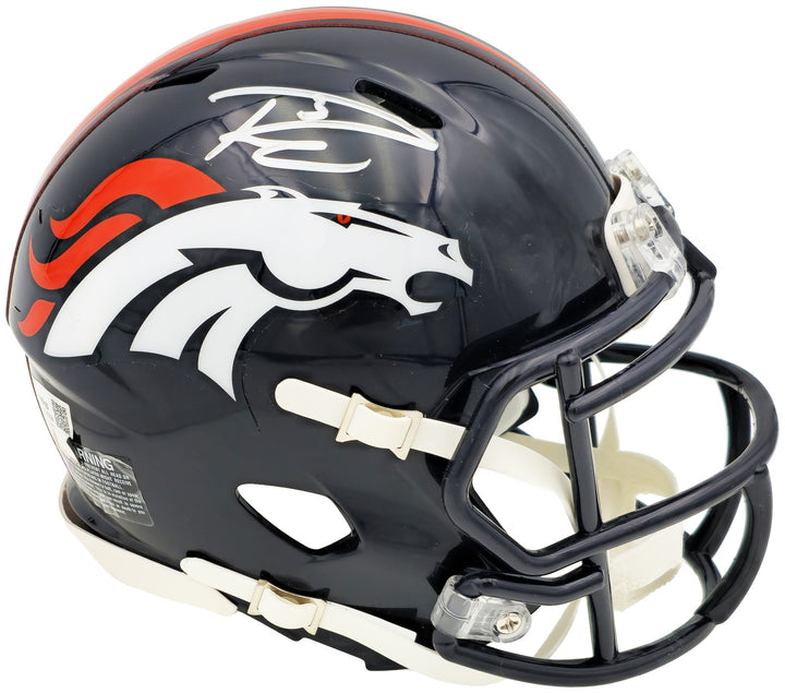 Russell Wilson Signed Denver Broncos Blue Speed Mini Helmet Fanatics Holo