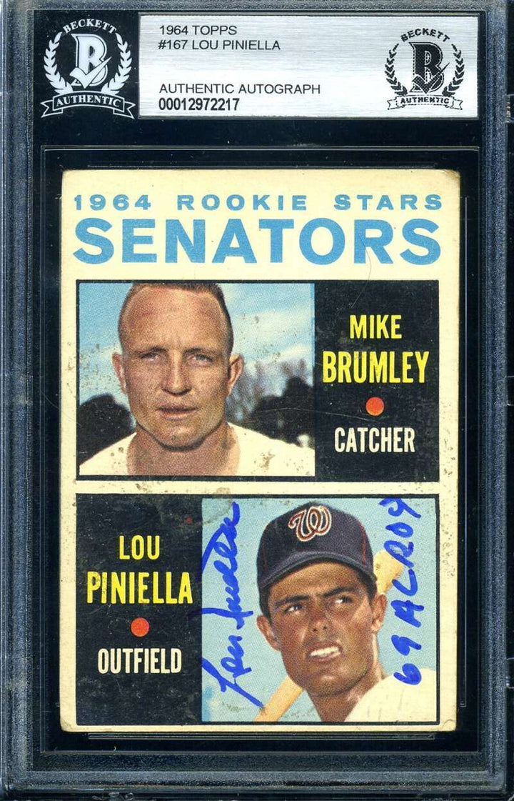 Lou Pinella BAS Beckett Coa Signed 1964 Topps Rookie Autograph