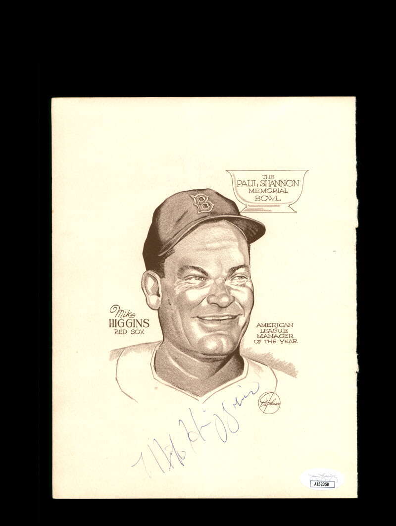 Joe Cronin Pinky Higgins JSA Cert Signed  7x9 Vintage Photo Autograph