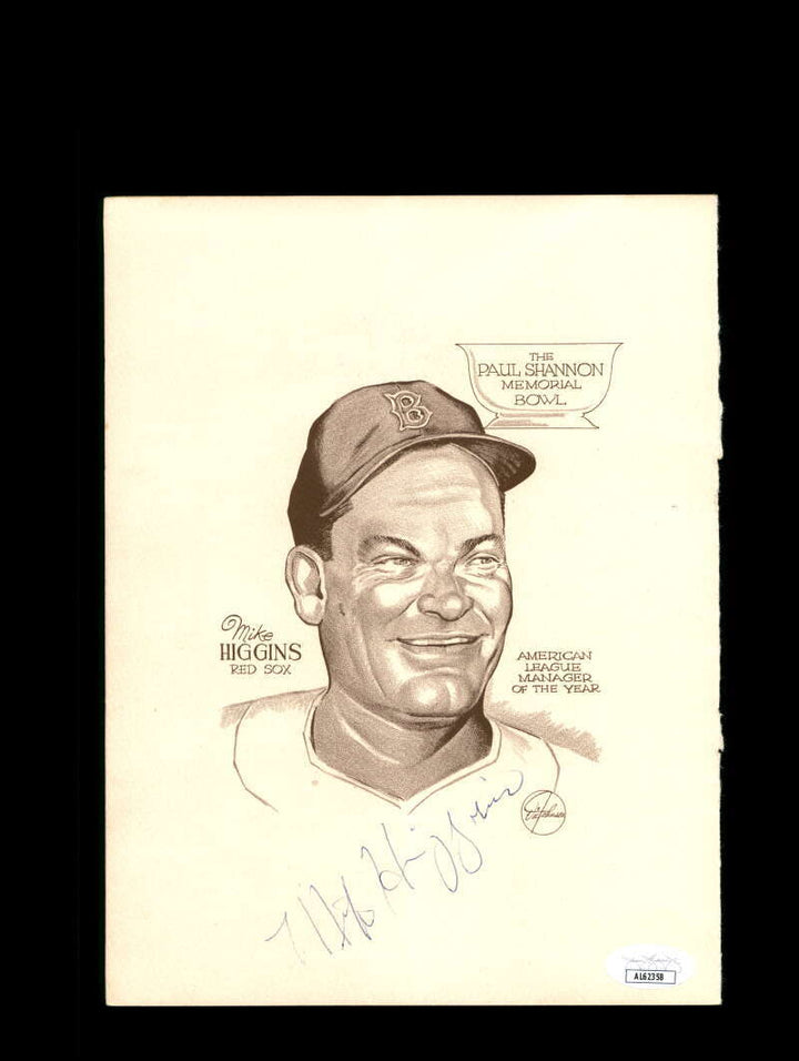 Joe Cronin Pinky Higgins JSA Cert Signed  7x9 Vintage Photo Autograph