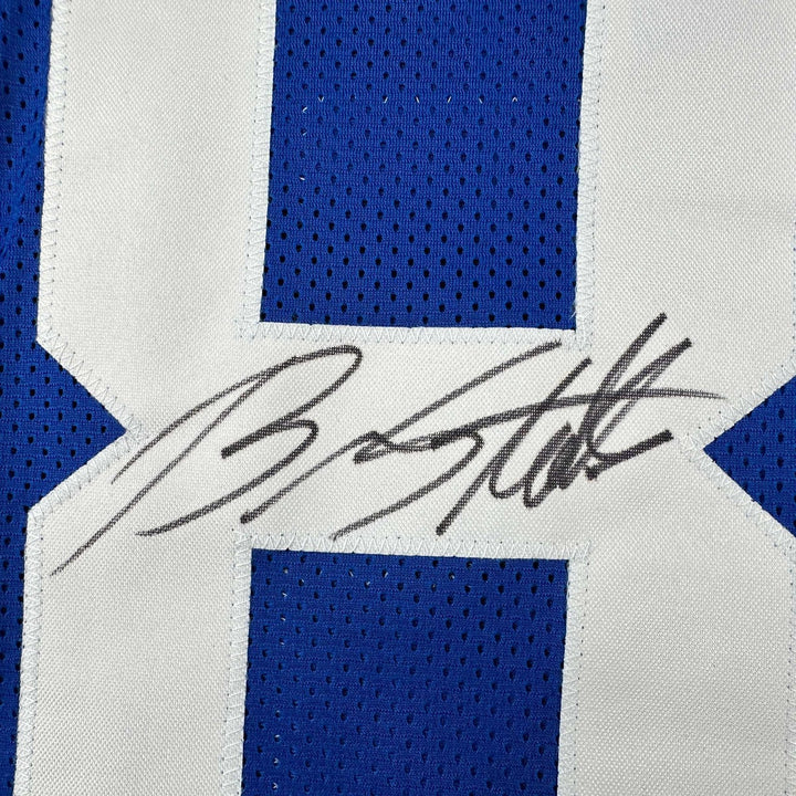 Autographed/Signed Brandon Stokley Indianapolis Blue Jersey JSA COA