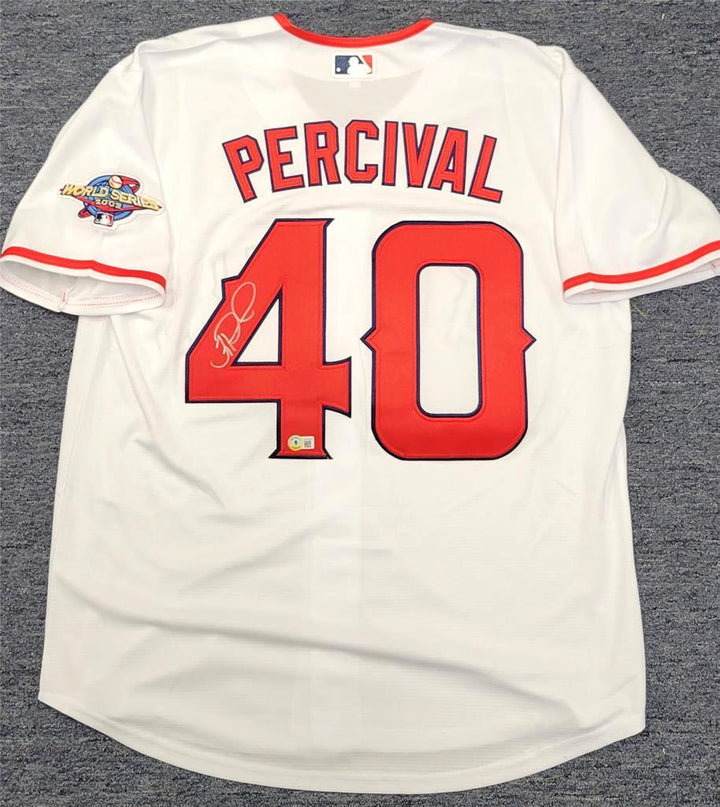 Troy Percival signed 2002 World Series Jersey autograph ~ BAS Beckett Witness