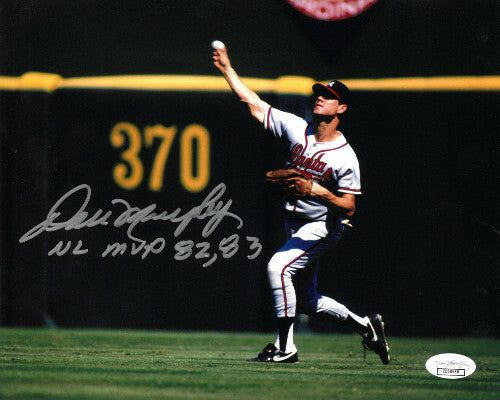 Dale Murphy signed Braves 8x10 Photo w/ NL MVP 82, 83 Insc - JSA Hologram