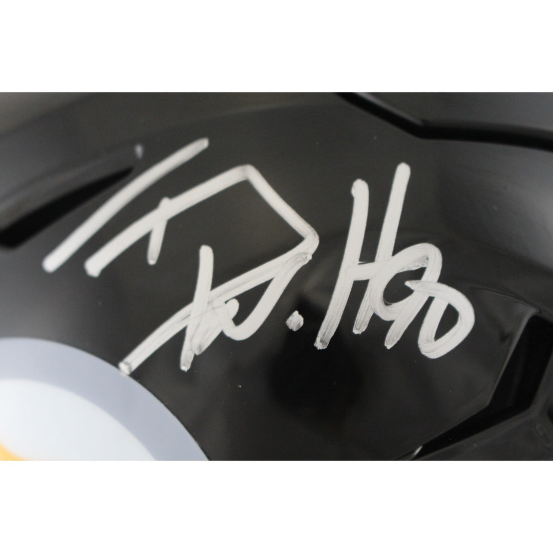 TJ Watt Autographed Pittsburgh Steelers Mid-Size Midi Helmet Beckett WIT 54022