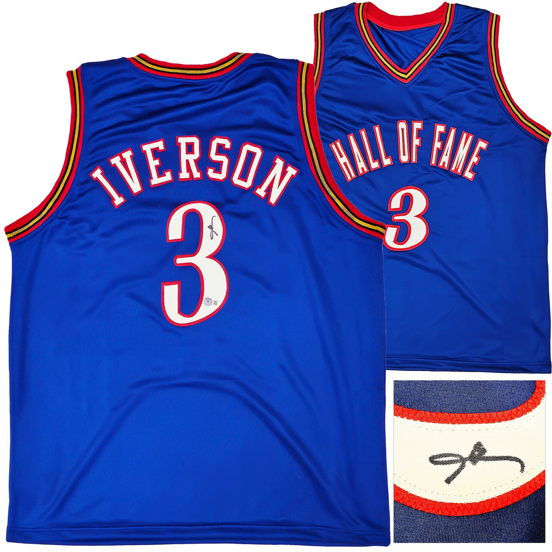 Philadelphia 76ers Allen Iverson Signed Blue Jersey Beckett Witness